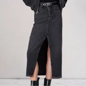 Rag & Bone Featherweight lightweight Washed Black Denim Clara Skirt size 26 NEW